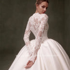 Custom Designed Elegant Wedding Dress High Neck Ball Gown Luxury Bridal