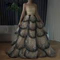 Serene Hill Custom Black Strapless Sequined Evening Prom Dress For Women