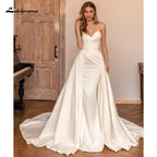 Lakshmigown Luxury Satin Mermaid Wedding Dress Sweetheart Detachable Skirt