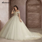 Customized Princess Beading Wedding Dress Off Shoulder Ball Gown