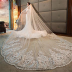 One Layer Ivory Cathedral Bridal Tulle Veil With Metal Comb