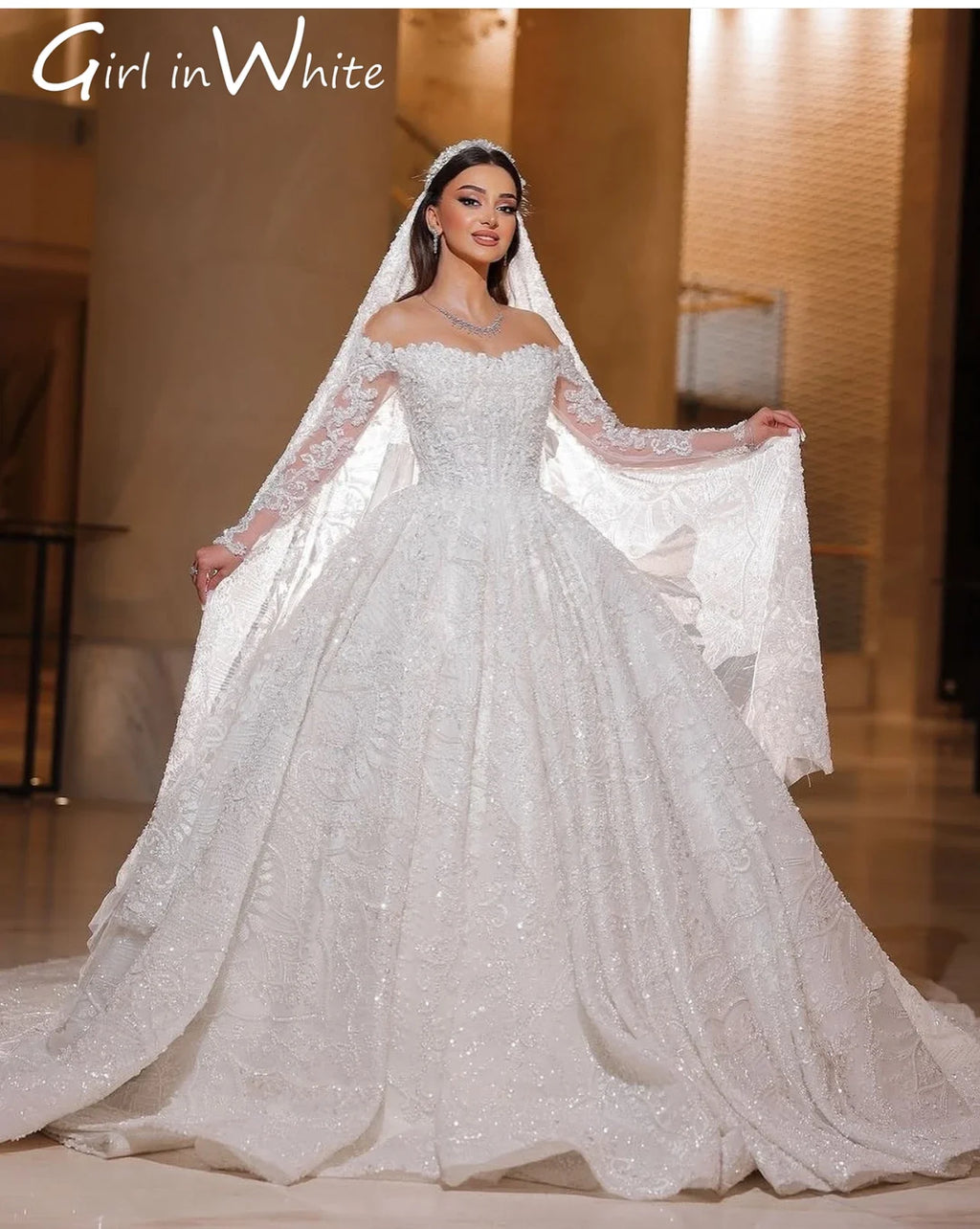 Custom Off Shoulder Sweetheart Organza Wedding Ballgown With Beaded Embroidery