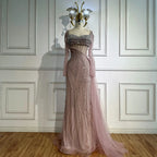 Serene Hill Nude Long Sleeve Beaded Evening Gown For Formal Party 2025