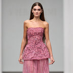 Serene Hill Pink Strapless A Line Two Piece Evening Gown Custom Made