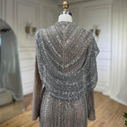 Elegant Mermaid Beaded Evening Gown Sparkle Silver Nude Custom Party Dress