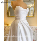 Lakshmigown Satin A Line Wedding Dress Sweetheart Neckline With Side Slit