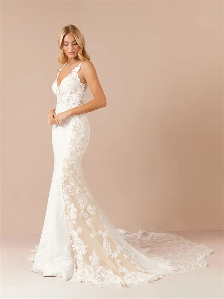 Custom Satin Mermaid Wedding Dress Sweetheart Neckline Floor Length Gown