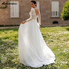 Lakshmigown Lace V-Neck Chiffon Wedding Dress A-Line Backless Customized