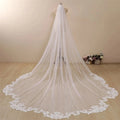 Cathedral Wave Lace Wedding Veil Tulle Ivory Bridal Hair Comb Accessory