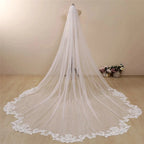Cathedral Wave Lace Wedding Veil Tulle Ivory Bridal Hair Comb Accessory