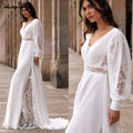 Custom Chiffon Bridal Gown 2026 Puff Sleeve Lace A Line Wedding Dress