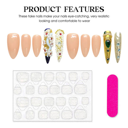 10 uñas postizas hechas a mano, estilo chino vintage, almendradas y largas, de lujo, con punta larga, artificiales. 