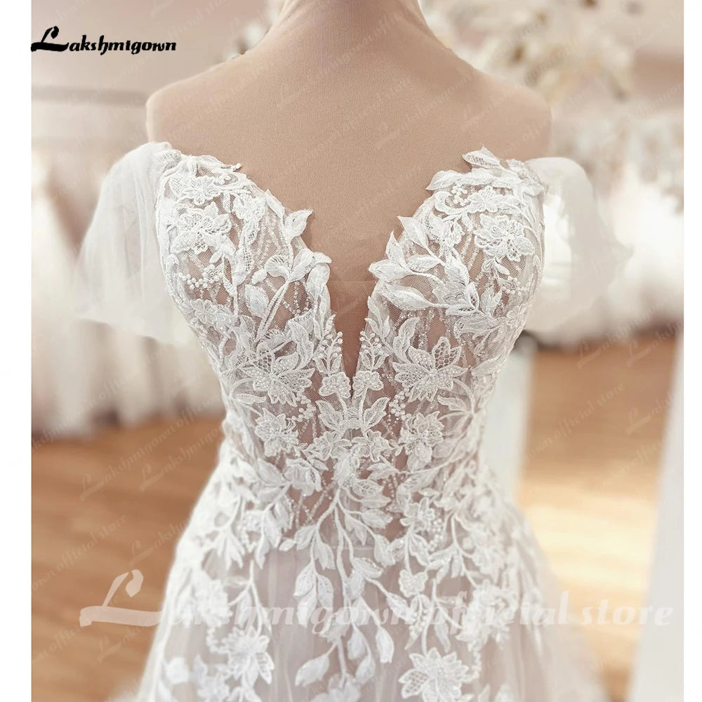 Vintage Off Shoulder Sweetheart Wedding Dress Custom Gown 2025