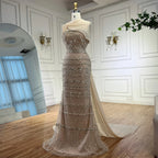 Serene Hill Custom Nude Mermaid Cape Evening Gown 2026