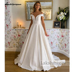 Lakshmigown Custom Satin Strapless Wedding Dress With Court Train