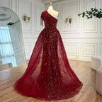 Luxury Green Evening Dress with Overskirt LA72979