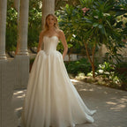 Custom Boho Satin Wedding Dress Sweetheart Backless White Bridal Gown