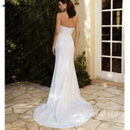 Custom Mermaid Wedding Dress Strapless Sleeveless With Detachable Train