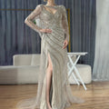 Customized Mermaid Beaded Evening Gown With High Split Wedding Dress For Women