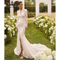 RoyceBridal Long Sleeve Floral Lace Mermaid Wedding Dress Custom