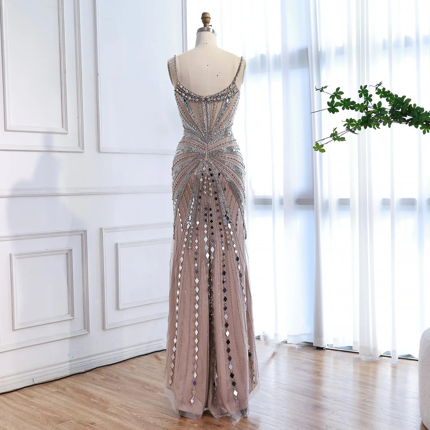 Luxury Nude Corset Beaded Mermaid Prom Dress LA72803A