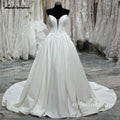 Custom Satin V Neck Sleeveless Pleated Civil Bridal Wedding Dress
