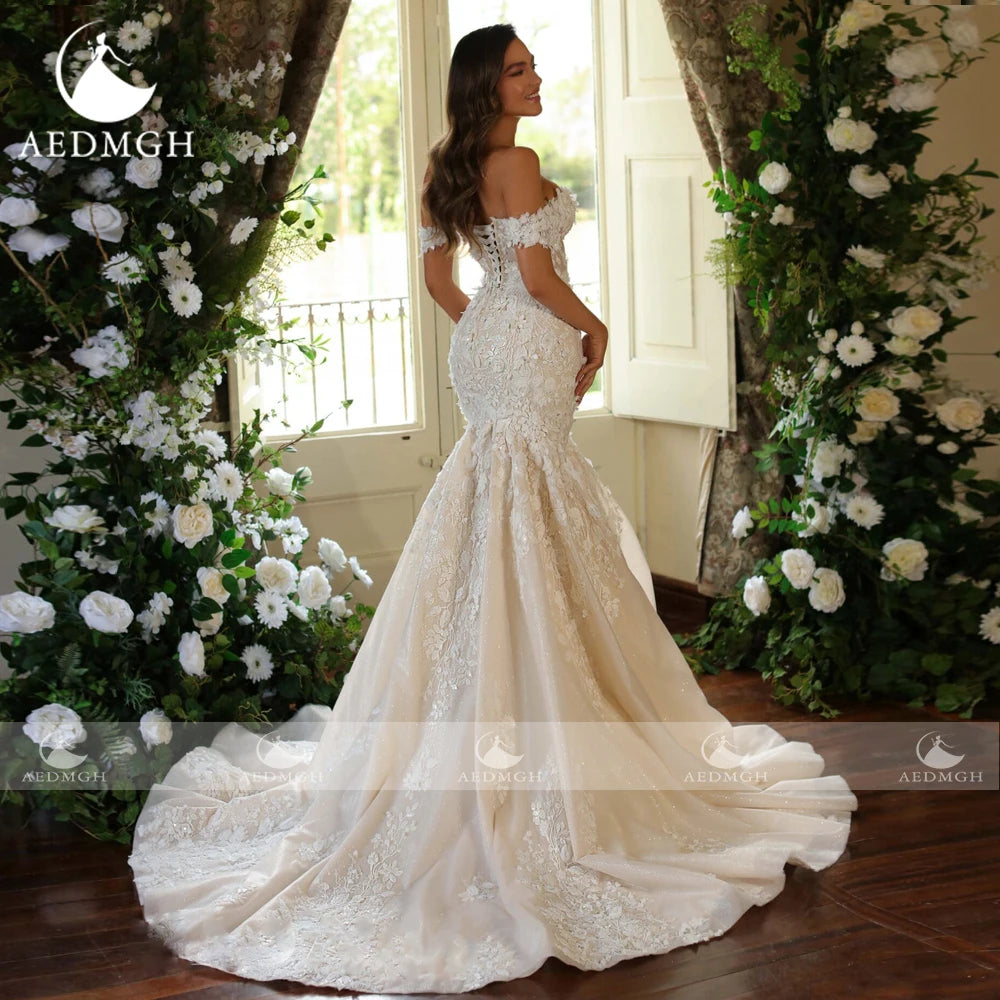 Custom Mermaid Wedding Dress Sweetheart Appliques Embroidery Bridal Gown