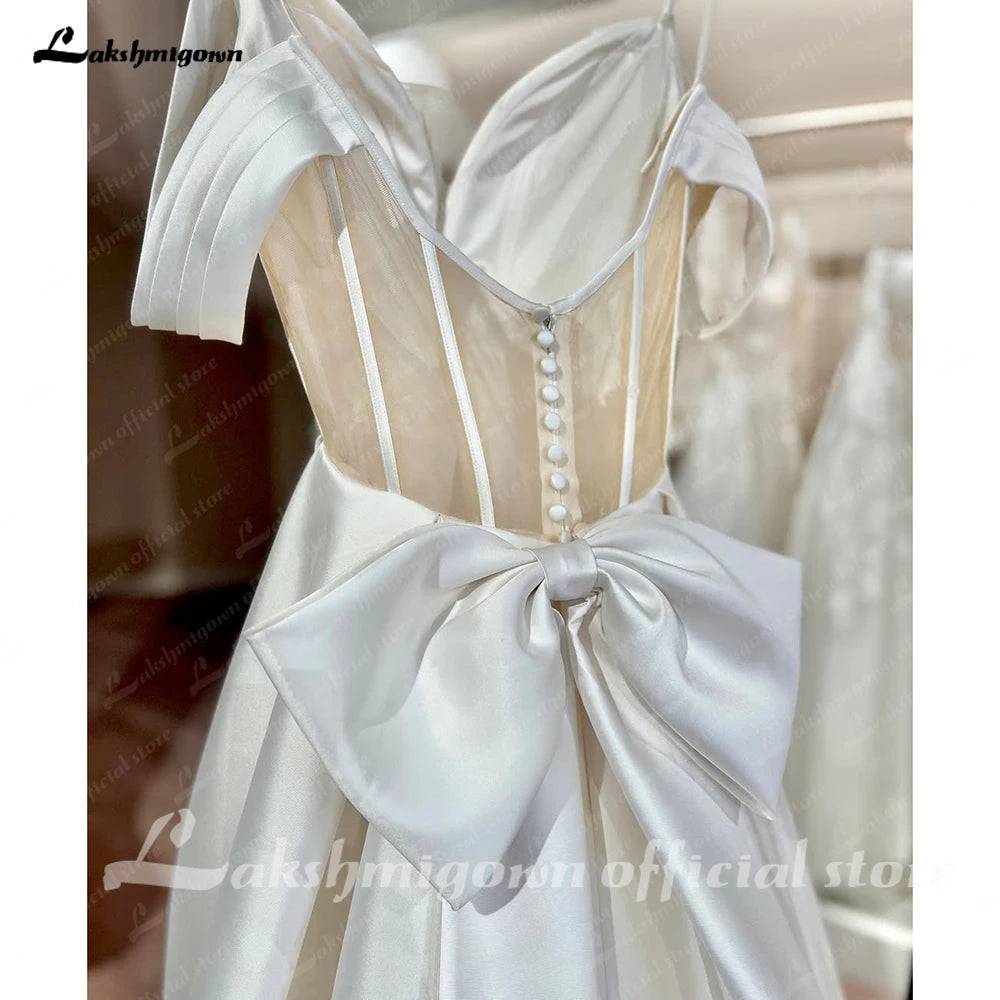Lakshmigown Customized A Line Satin Off Shoulder Wedding Bridal Dress