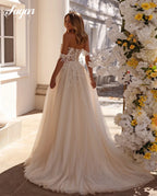 Boho Sweetheart Wedding Dress With Lace Appliques And Corset High Slit