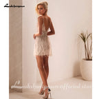 Sexy Deep V Neck Backless Feathers Bridal Gown Custom Wedding Dress