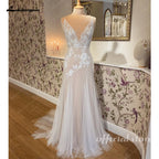 Lakshmigown Customized Champagne Mermaid Boho Beach Wedding Dress Women