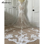 Lakshmigown Off Shoulder Lace Appliques Bride Champagne Custom Wedding Gown