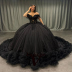 Vendanie Elegantes Kleid für Mädchen zur Quinceañera mit schulterfreiem Design, Perlenapplikationen und Faltenrock, maßgeschneiderte 15-Jahre-Kleider