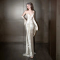 Luxurious Champagne White Sequin Formal Gown Strapless Sweetheart Neck and Sleeveless Evening Gala Gown Red Carpet Prom Dress