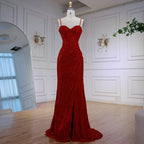 Elegantes rotes Ballkleid mit Schlitz LA72998