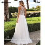 Lakshmigown Halter Neck Tulle Wedding Dress With Sweep Train And Button Back