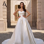 Lela Acra Sweetheart Satin Wedding Dress Princess Plus Size Bridal Gown