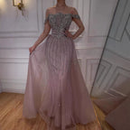 Elegant Green Mermaid Beaded Evening Gown Off Shoulder Party Dress