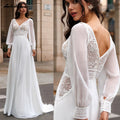 Custom Boho Beach Wedding Dress With Detachable Puffy Chiffon Sleeves