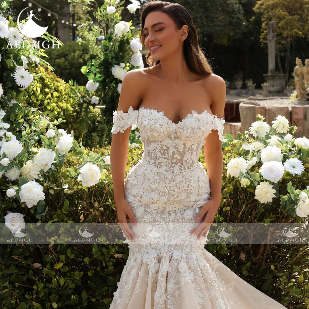 Custom Mermaid Wedding Dress Sweetheart Appliques Embroidery Bridal Gown