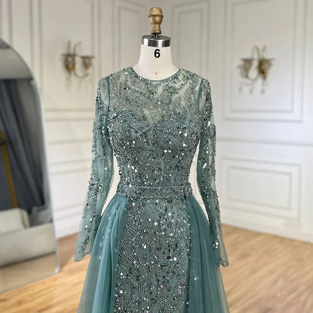 Serene Hill Turquoise Mermaid Beaded Evening Dress Custom Wedding Gown Women