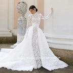 Custom Luxury Lace Mermaid Wedding Dress With Detachable Train