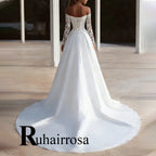Customized Sweetheart Off Shoulder A Line Wedding Dress With Lace Appliques