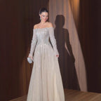 Serene Hill Customized Off Shoulder A Line Prom Dress for Women Evening Gown