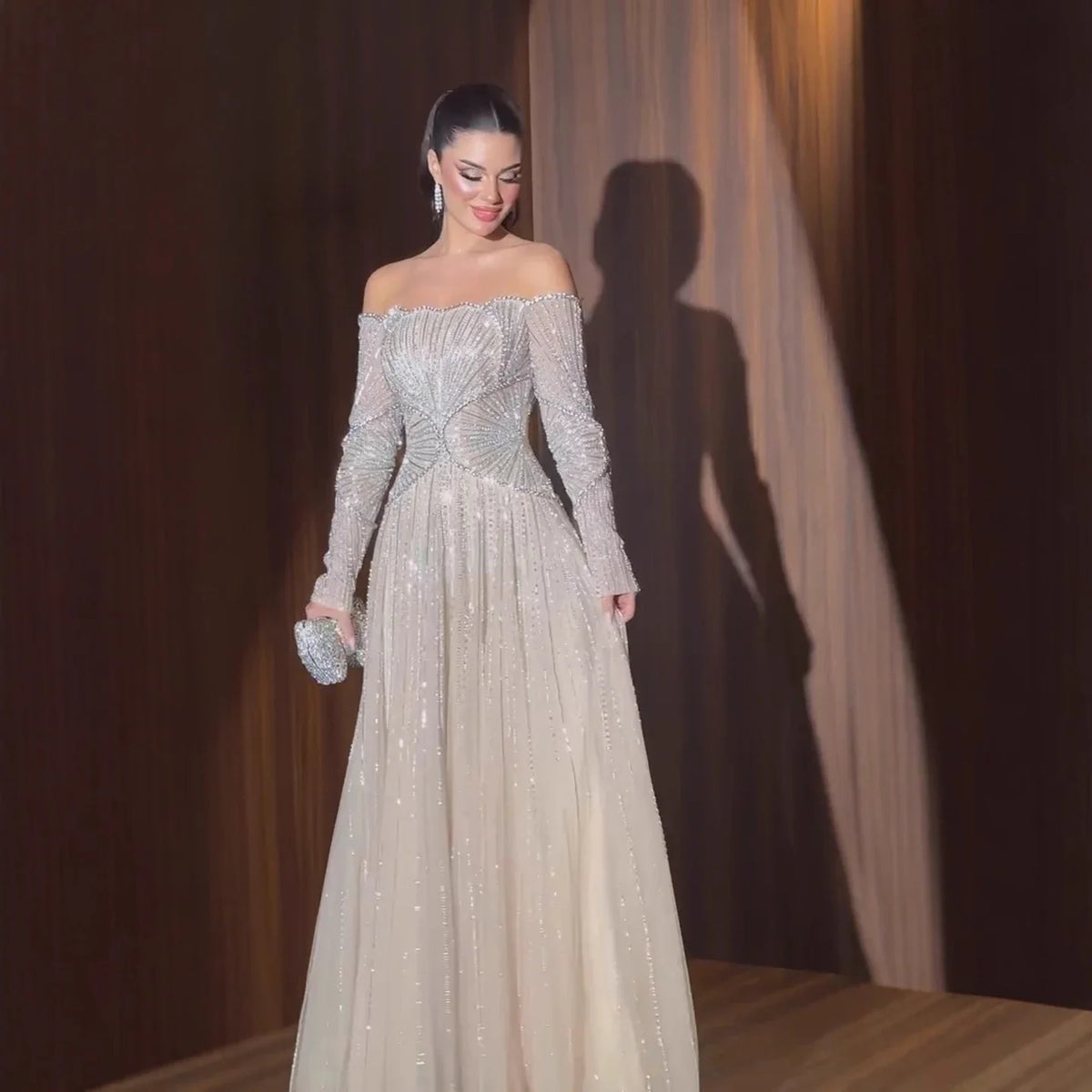 Serene Hill Customized Off Shoulder A Line Prom Dress for Women Evening Gown