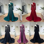 Vestidos de noche de lujo de Dubái para mujer, elegantes y con cuentas, estilo sirena, un solo hombro, verde árabe Serene Hill, para boda y fiesta LA72550