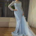 Luxury Dubai  Caramel Beaded Mermaid Long Arabic Evening Dresses Gowns With Overskirt for Formal Occasion  LA71673A