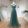 Vestidos de Noite e Fatos de Gala de Luxo com Contas para Mulheres, Modelo Sereia com Alças Finas em Turquesa Dubai da Serene Hill, para Casamentos e Festas 2025, LA72322