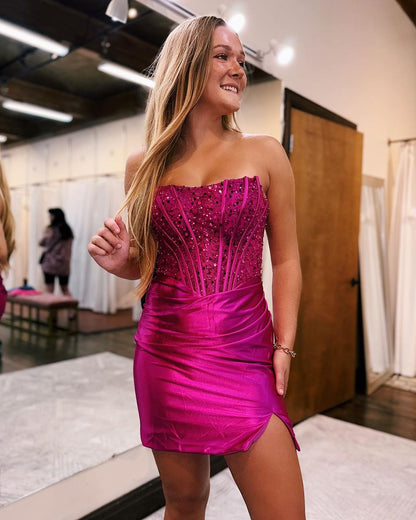 Sexy kurzes königsblaues schulterfreies Homecoming-Kleid mit Pailletten und Schnürung