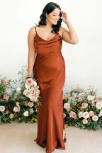 Vestido de dama de honor sin mangas con tirantes finos color burdeos sexy BD109